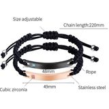 1014 trend buigende hand decoratie titanium stalen koppelarmband (roségoud)