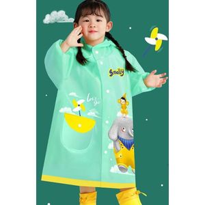 Smally Cartoon Children Raincoat EVA Waterproof Student Split Poncho  Size: M(Mint Green)