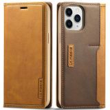 LC.IMEEKE LC-001 Series PU + TPU Color Matching Frosted Horizontal Flip Leather Case with Holder & Card Slot For iPhone 13 Pro(Brown)
