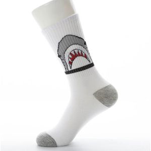 10 Pairs Cartoon Shark Socks Funny Fashion Cotton Socks(White)