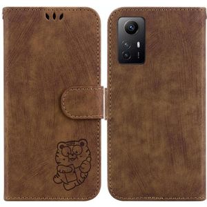 Voor Xiaomi Redmi Note 12S Little Tiger lederen telefoonhoes met relif