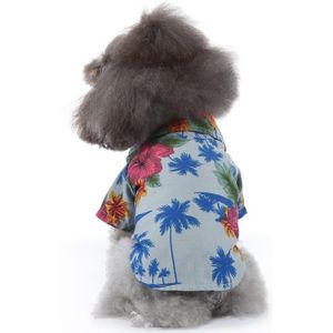 2 PCS Pet Beach Shirt Dog Print Spring And Summer Clothes  Size: S(Sea Blue)