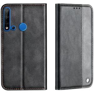 For Huawei P20 Lite 2019 Business Solid Color Stitching Horizontal Flip Leather Case  with Holder & Card Slots & Wallet & Lanyard(Grey)