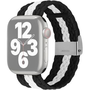 Verticale textuur gevlochten horlogeband voor Apple Watch Series 7 41mm / 6 & SE & 5 & 4 40mm / 3 & 2 & 1 38mm (zwart wit)