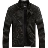 Autumn And Winter Fashion Tide Male Leather Jacket (Color:Black Size:4XL)