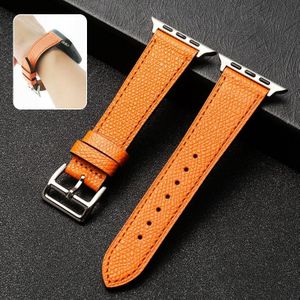 Business Cowhide Leather Strap Watchband For Apple Watch Series 6&SE& 5&4 40mm / 3 & 2 & 1 38mm(Orange )