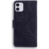 Voor iPhone 11 Tiger Embossing Pattern Horizontale Flip Lederen Case met Holder & Card Slots & Wallet(Zwart)