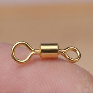 100 PCS Fishing Tackle Supplies Zimu Swivel Gold-plated Swivel Fishing Accessories  Specification:Length 1.0cm(Gold)