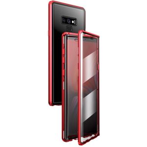 For Samsung Galaxy Note9 Magnetic Metal Frame Double-sided Tempered Glass Case(Red)