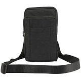 Outdoor Phone Carrying Case Pouch Nylon Crossbody Shoulder Waist Belt Wallet Bag with Carabiner  For iPhone 8 Plus / 7 Plus  Galaxy Note 8  Huawei P10  and other Smartphones Below 7 inch(Black)