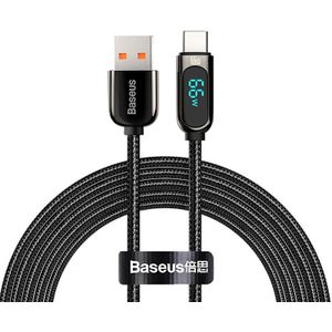 BASEUS CASX020101 66W USB naar USB-C / Type-C Digitale weergave Snelle oplaadgegevenskabel  kabellengte: 2m