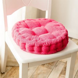 Thickened Round Computer Chair Cushion Floor Mat for Office Classroom Home  Size:43x43cm (Rose Red)