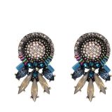 Wedding Colorful Charm Earrings Women Female Fashion Shiny Jewelry Statement Stud Earrings(Light Pink)