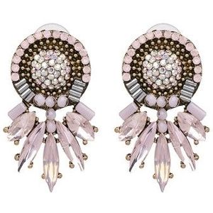 Wedding Colorful Charm Earrings Women Female Fashion Shiny Jewelry Statement Stud Earrings(Light Pink)