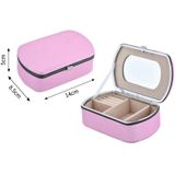 HN-001 Travel Portable Ring Lipstick Jewelry Storage Box(Mirror Version Pink)
