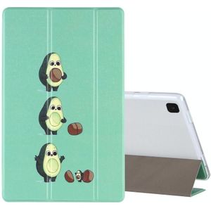 For Samsung Galaxy Tab A7 10.4 (2020) Coloured Drawing Pattern Horizontal Flip Leather Case with Three-folding Holder(Avocado)