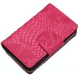 Ladies Python Texture Leather Clutch Embossed Zipper Wallet(Rose Red)
