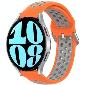 Voor Samsung Galaxy Watch 6 44 mm 20 mm geperforeerde ademende sport siliconen horlogeband (oranje + grijs)