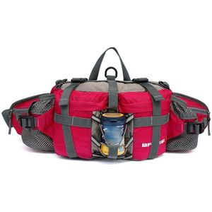 5L Outdoor Sports Multifunctional Cycling Hiking Waist Bag Waterproof Large-Capacity Kettle Bag  Size: 28.5 x 15 x 13cm(Rose Red)