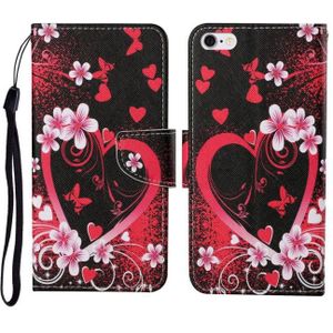 For iPhone 6 Plus Painted Pattern Horizontal Flip Leathe Case(Red Heart)