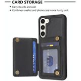 Voor Samsung Galaxy S21 5G Grid Card Slot Holder Phone Case(Black)