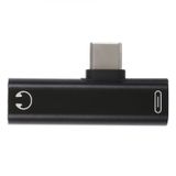 2 in 1 USB-C / Type-C Male to USB-C / Type-C Female 3.5mm Jack Charging Listening Adapter(Black)