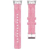 For Garmin Forerunner 45 / 45S / Swim 2 Universal Nylon Canvas Replacement Wrist Strap Watchband(Pink)