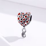 S925 Sterling Silver Red Heart Beads DIY Bracelet Necklace Accessories