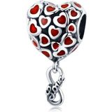 S925 Sterling Silver Red Heart Beads DIY Bracelet Necklace Accessories