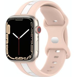 Tweekleurige horlogeband met spijkergesp voor Apple Watch Series 8&7 41mm / SE 2&6&SE&5&4 40mm / 3&2&1 38mm (roze wit)