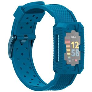 Voor Fitbit Charge 5 Silicone Integrated Strap Watchband (Lake Blue)