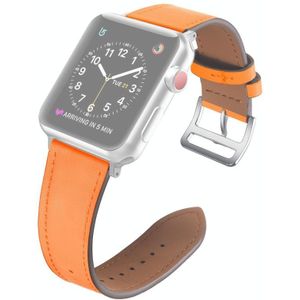 Small Waist Leather Replacement Strap Watchband For Apple Watch Series 7 & 6 & SE & 5 & 4 44mm  / 3 & 2 & 1 42mm(Orange)