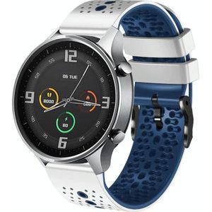 Voor Xiaomi MI Watch Color 22 mm geperforeerde tweekleurige siliconen horlogeband (wit + blauw)