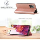 For Samsung Galaxy S20 FE LC.IMEEKE Strong Magnetism Ultra-thin Horizontal Flip Shockproof Matte TPU + PU Leather Case with Holder & Card Slots & Wallet(Rose Gold)