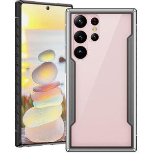 Voor Samsung Galaxy S23 Ultra 5G iPAKY Thunder-serie aluminium frame + TPU-bumper + doorzichtige pc schokbestendige telefoonhoes (zwart + grijs)