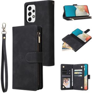 For Samsung Galaxy A53 5G Multifunctional Frosted Zipper Wallet Leather Phone Case(Black)