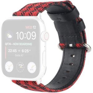 Grid Pattern Round Buckle Leather Watchband For Apple Watch Series 6 & SE & 5 & 4 44mm / 3 & 2 & 1 42mm(Red Black)