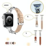Voor Apple Watch Ultra 49 mm ketting lederen horlogeband  maat: S