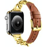 Voor Apple Watch Ultra 49 mm ketting lederen horlogeband  maat: S