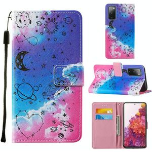 For Samsung Galaxy S20 FE Colored Drawing Pattern Horizontal Flip Leather Case with Holder & Card Slot & Lanyard(Love Universe)