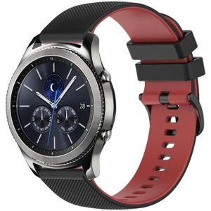 Voor Samsung Gear S3 Classic 22 mm geruite tweekleurige siliconen horlogeband (zwart + rood)