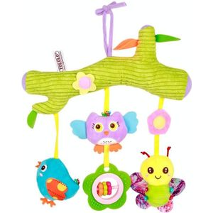 Baby Speelgoed 0-1 Jaar Oude Dier Bed Bells Soothing Pluche Speelgoed Baby Ratelaars Kinderwagen Opknoping (C Crossbar - Birds)