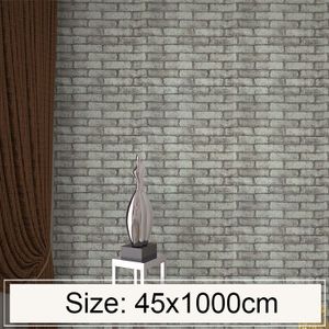 New Gray Brick Creative 3D Stone Brick Decoration Wallpaper Stickers Bedroom Living Room Wall Waterproof Wallpaper Roll  Size: 45 x 1000cm