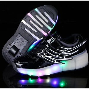 K02 LED Light Single Wheel Wing Rolschaatsen Schoenen Sportschoenen  Grootte : 40 (Zwart)