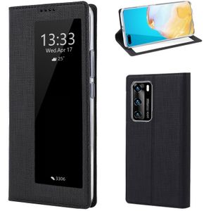For Huawei P40 ViLi DMX-54 Shockproof TPU + PU Leather View Window Magnetic Attraction Horizontal Flip Protective Case with Card Slots & Holder & Sleep / Wake-up(Black)