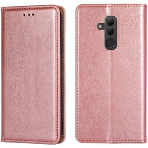 For Huawei Mate 20 lite PU + TPU Gloss Oil Solid Color Magnetic Horizontal Flip Leather Case with Holder & Card Slot & Wallet(Rose Gold)