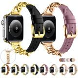 Voor Apple Watch SE 2023 44 mm ketting lederen horlogeband  maat: L