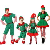 Kerst Groen Elf Cosplay Kostuum Chris Kerstman Kostuum Set  Maat: 80cm (Mannelijk)