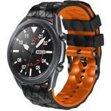 Voor Samsung Galaxy Watch3 45 mm 22 mm voetbalpatroon tweekleurige siliconen band (zwart + oranje)