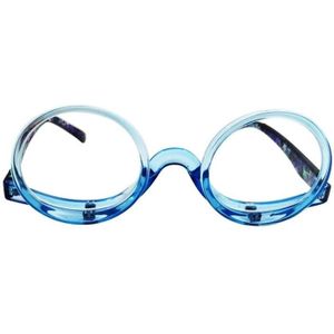 Make-up Vergrootglas Presbyope Bril Flip Swivel Leesbril  Graad: +100 (Blauw Frame)